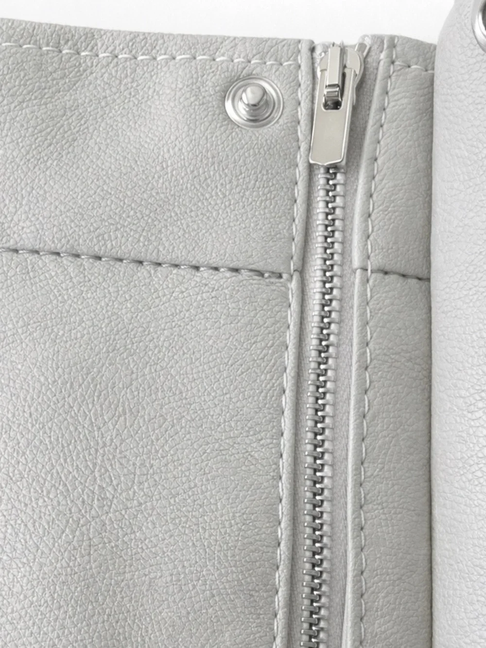 Stella McCartney Vegan Leather Midi Skirt Front Slit Taupe Minimalist Luxury SzM - Picture 5 of 12